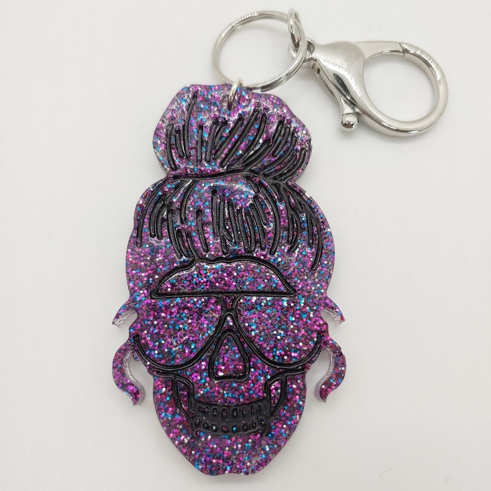 Keychain Women's Skull Glitter